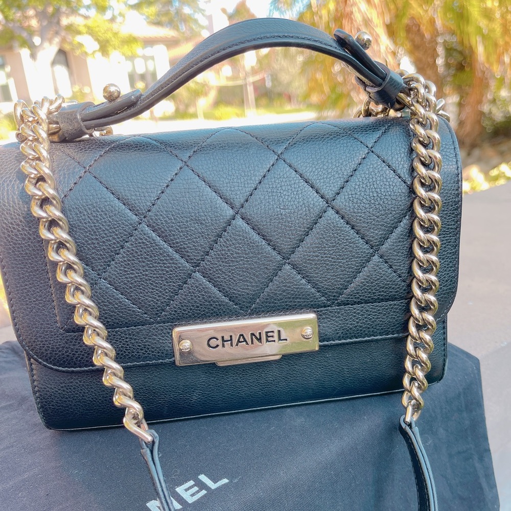 Chanel Flap Bag with Black with soft Handle Crossbody